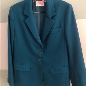 Pendleton Teal Wool Blazer/Skirt Suit -  Size 8P